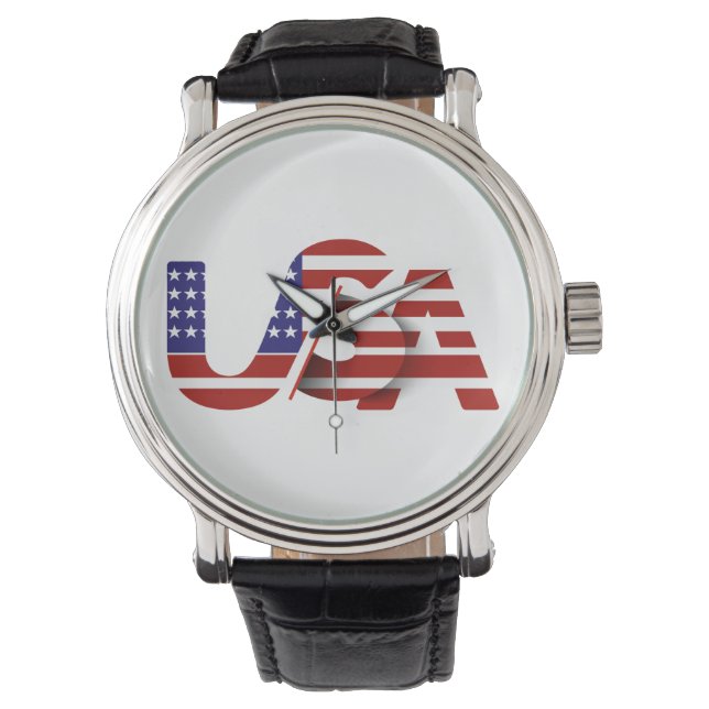Patriotic USA Flag Clock | Modern American Armbanduhr (Vorderseite)