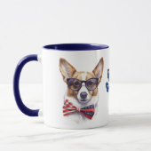 Patriotic USA Flag Corgi Dog Tasse (Links)