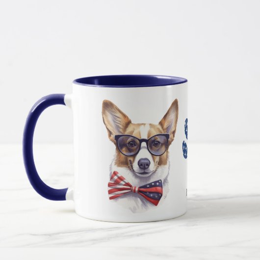 Patriotic USA Flag Corgi Dog Tasse (Links)