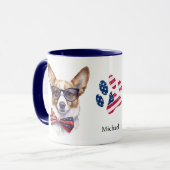 Patriotic USA Flag Corgi Dog Tasse (Vorderseite Links)