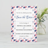 Patriotic USA FLAG Customized Scripting American Save The Date (Stehend Vorderseite)