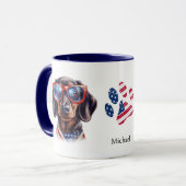 Patriotic USA Flag Dackel Dog Tasse (Vorderseite Links)