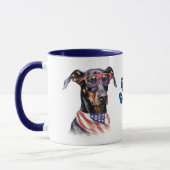 Patriotic USA Flag Doberman Pinscher Dog Tasse (Links)