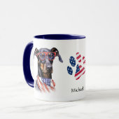 Patriotic USA Flag Doberman Pinscher Dog Tasse (Vorderseite Links)