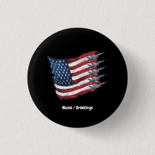 Patriotic USA Flag Fighter Jets 4. Juli Button