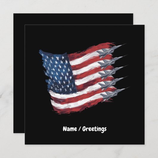 Patriotic USA Flag Fighter Jets 4. Juli Einladung (Vorne/Hinten)