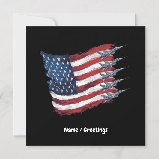 Patriotic USA Flag Fighter Jets 4. Juli Einladung (Vorderseite)