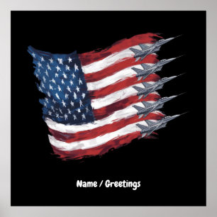Patriotic USA Flag Fighter Jets 4. Juli Poster