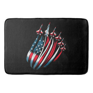 Patriotic USA Flag Fighter Jets Boys 4. Juli Badematte