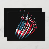 Patriotic USA Flag Fighter Jets Boys 4. Juli Begleitkarte (Vorne/Hinten)