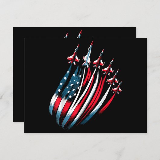 Patriotic USA Flag Fighter Jets Boys 4. Juli Einladung (Vorne/Hinten)
