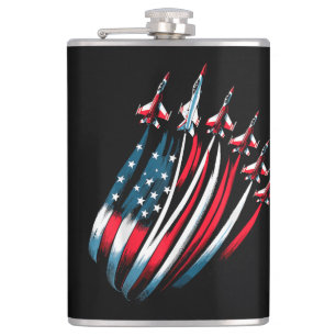 Patriotic USA Flag Fighter Jets Boys 4. Juli Flachmann