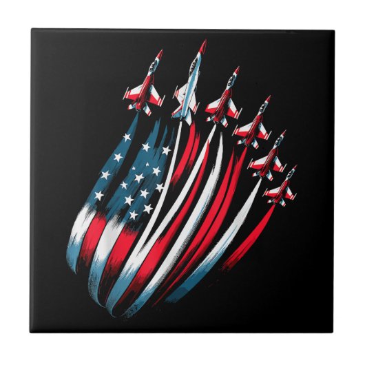 Patriotic USA Flag Fighter Jets Boys 4. Juli Fliese (Vorderseite)