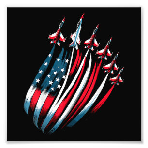 Patriotic USA Flag Fighter Jets Boys 4. Juli Fotodruck