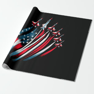 Patriotic USA Flag Fighter Jets Boys 4. Juli Geschenkpapier