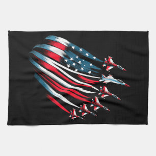 Patriotic USA Flag Fighter Jets Boys 4. Juli Geschirrtuch
