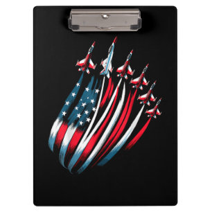 Patriotic USA Flag Fighter Jets Boys 4. Juli Klemmbrett