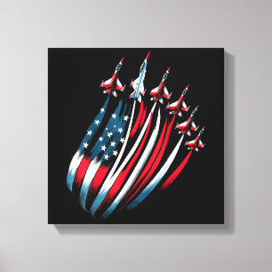 Patriotic USA Flag Fighter Jets Boys 4. Juli Leinwanddruck