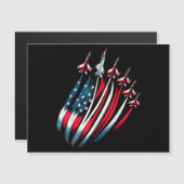 Patriotic USA Flag Fighter Jets Boys 4. Juli Magnetkarte (Vorne/Hinten)
