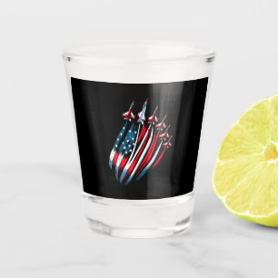Patriotic USA Flag Fighter Jets Boys 4. Juli Schnapsglas