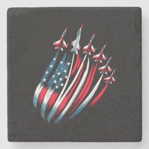 Patriotic USA Flag Fighter Jets Boys 4. Juli Steinuntersetzer