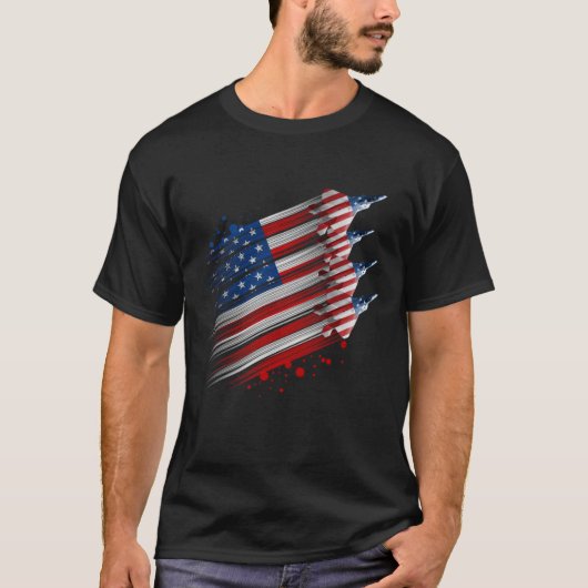 Patriotic USA Flag Fighter Jets Boys 4. Juli T-Shirt (Vorderseite)