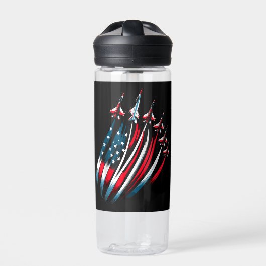 Patriotic USA Flag Fighter Jets Boys 4. Juli Trinkflasche (Vorderseite)