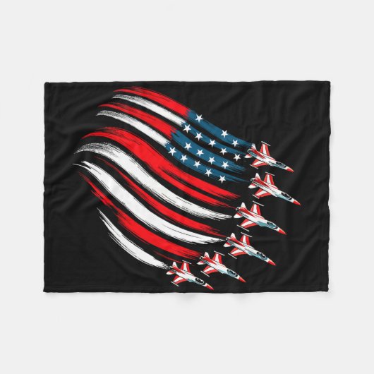 Patriotic Usa Flag Fighter Jets Boys Mens 4th Of J Fleecedecke (Vorderseite (Horizontal))