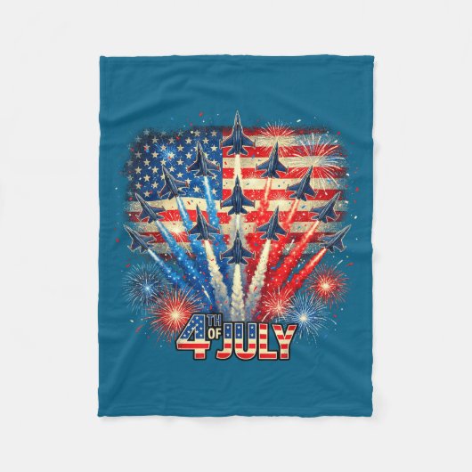 Patriotic Usa Flag Fighter Jets Illustration Fleecedecke (Vorderseite)