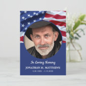 Patriotic USA Flag Foto Memorial Military Beerdigu Dankeskarte (Stehend Vorderseite)