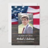 Patriotic USA Flag Foto Militärischer Abschluss Einladung (Vorderseite)
