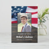 Patriotic USA Flag Foto Militärischer Abschluss Einladung (Stehend Vorderseite)