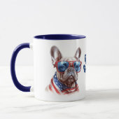 Patriotic USA Flag French Bulldog Tasse (Links)