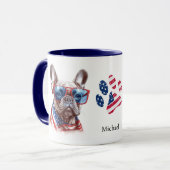 Patriotic USA Flag French Bulldog Tasse (Vorderseite Links)