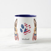 Patriotic USA Flag German Shepherd Dog Tasse (Zentrum)