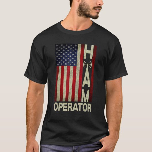 Patriotic USA Flag Ham Radio Amateur Radio Operato T-Shirt (Vorderseite)