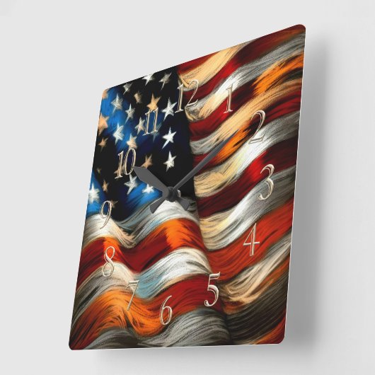 Patriotic USA Flag Hard Pastell Quadratische Wanduhr (Winkel)