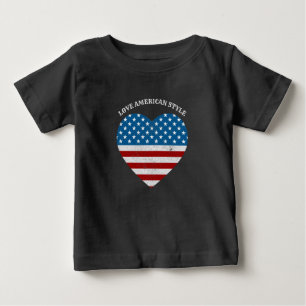Patriotic USA Flag Herzstück Liebe American Style Baby T-shirt