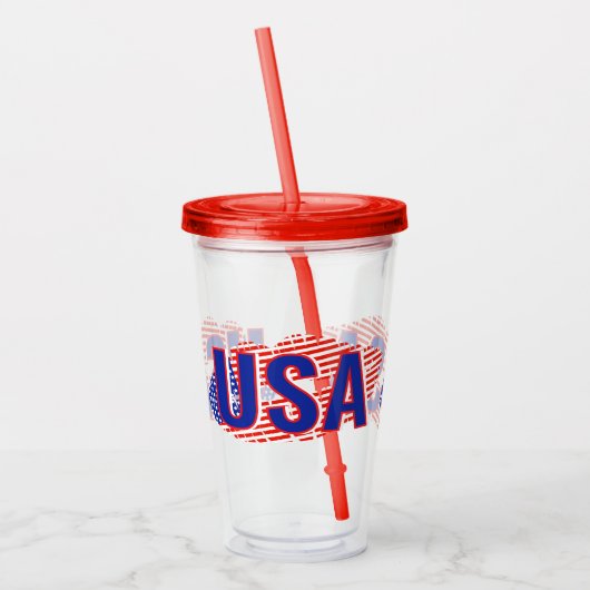 Patriotic USA Flag Lipstick Kiss Acrylic Tumbler Acryltrinkbecher (Links)