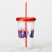 Patriotic USA Flag Lipstick Kiss Acrylic Tumbler Acryltrinkbecher (Vorderseite)