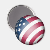 Patriotic USA Flag, Map Globe Round Red White Blue Magnet (Vorderseite/Rückseite)
