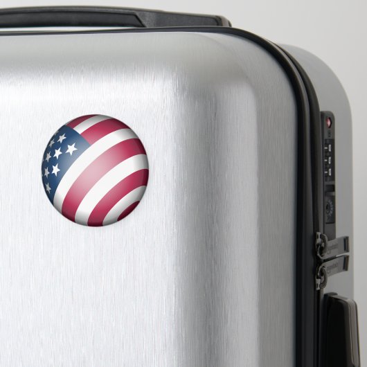 Patriotic USA Flag, Map Globe Round Red White Blue Magnet (In Situ (Gepäck))