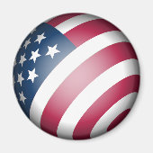 Patriotic USA Flag, Map Globe Round Red White Blue Magnet (Vorne)