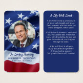 Patriotic USA Flag Memorial Funerary Prayer Card (Vorne & Hinten)