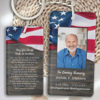 Patriotic USA Flag Memorial Funerary Prayer Card