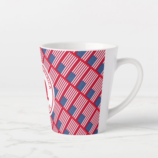 Patriotic USA Flag Monogram Milchtasse (Rechts)