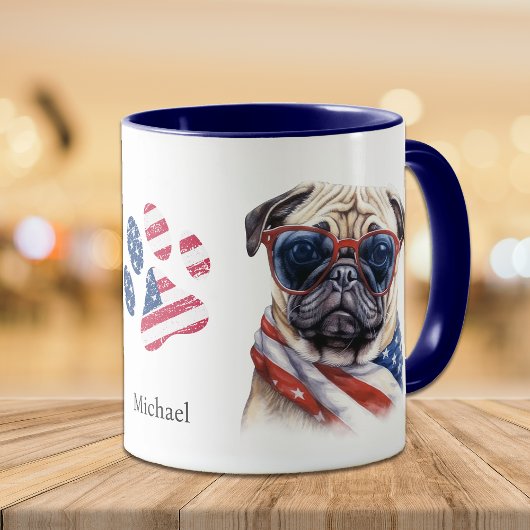 Patriotic USA Flag Mops Dog Tasse