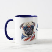 Patriotic USA Flag Mops Dog Tasse (Links)