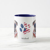 Patriotic USA Flag Mops Dog Tasse (Zentrum)