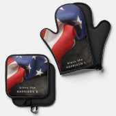 Patriotic USA Flag Personalisiert Ofenhandschuh & Topflappen-Set (Vorderseite/Rückseite)